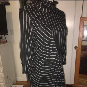 Lewis Cho P L/S Black pinstripe unique dress M 8
